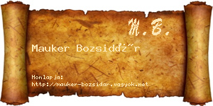 Mauker Bozsidár névjegykártya